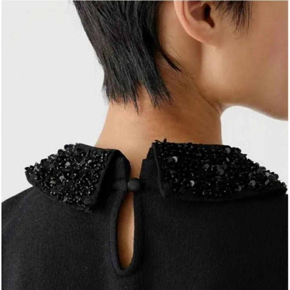 J.Crew Crewneck sweatshirt with crystal-embellished collar